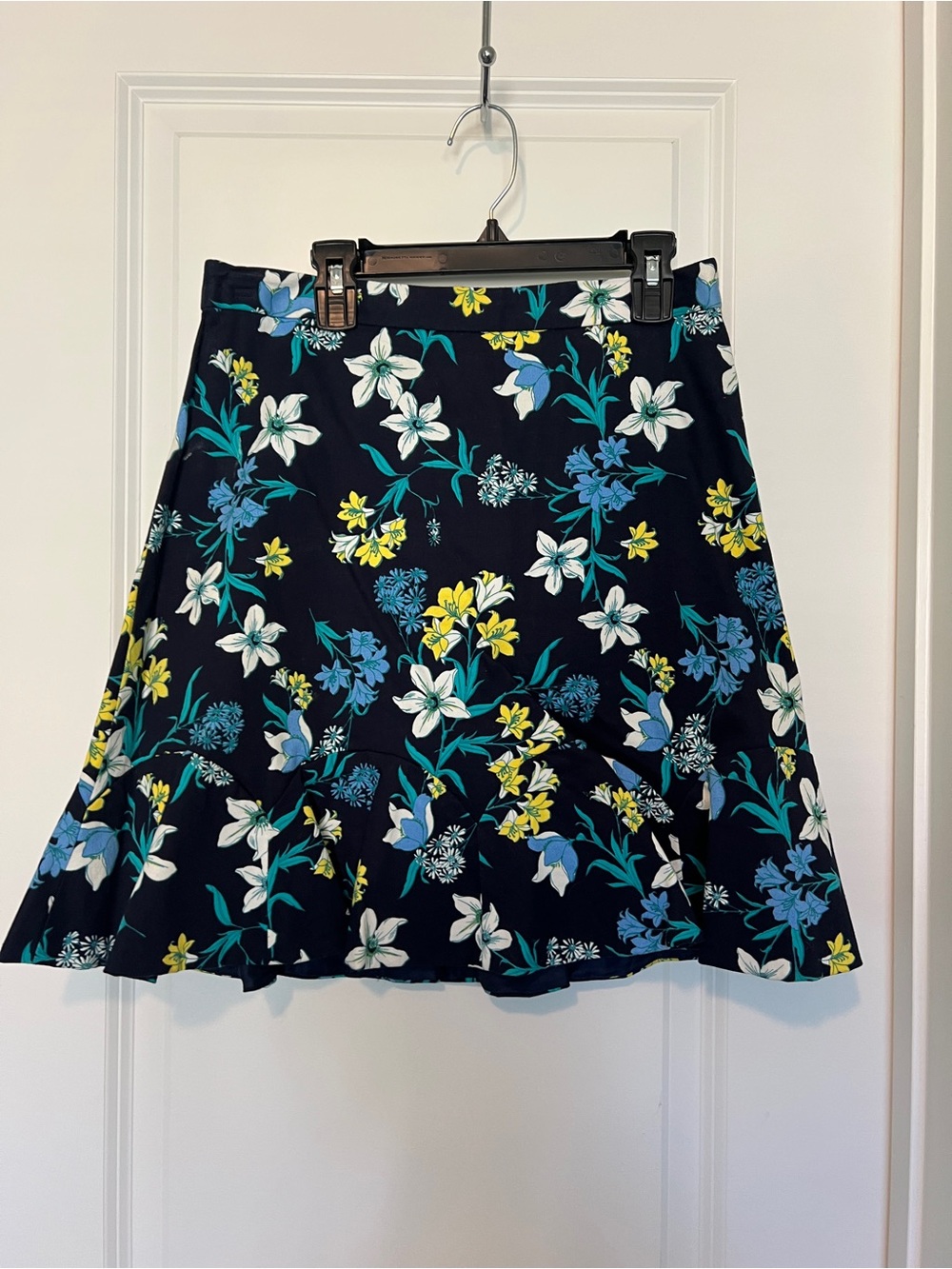 Draper James Floral A-Line Skirt in Navy Blue
